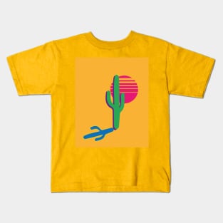 Bohemian multicolor blocking sky desert landscape sunset cactus abstract art vibrant sunrise Kids T-Shirt